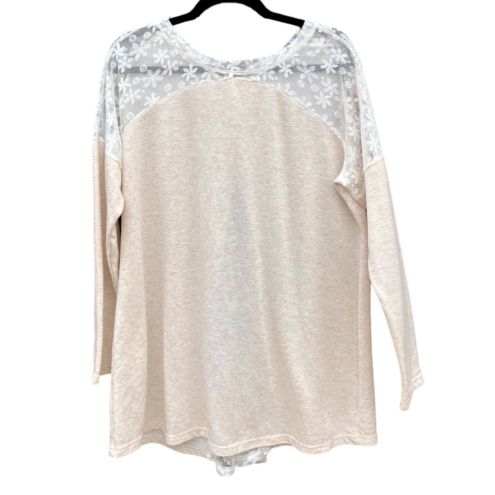 NEW Lightweight Cream Sweatshirt with Lace detailing is so femanine and pretty.